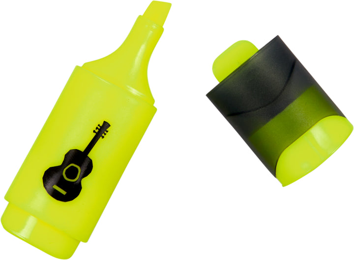 Gele mini-markeerstift met gitaar en losse dop