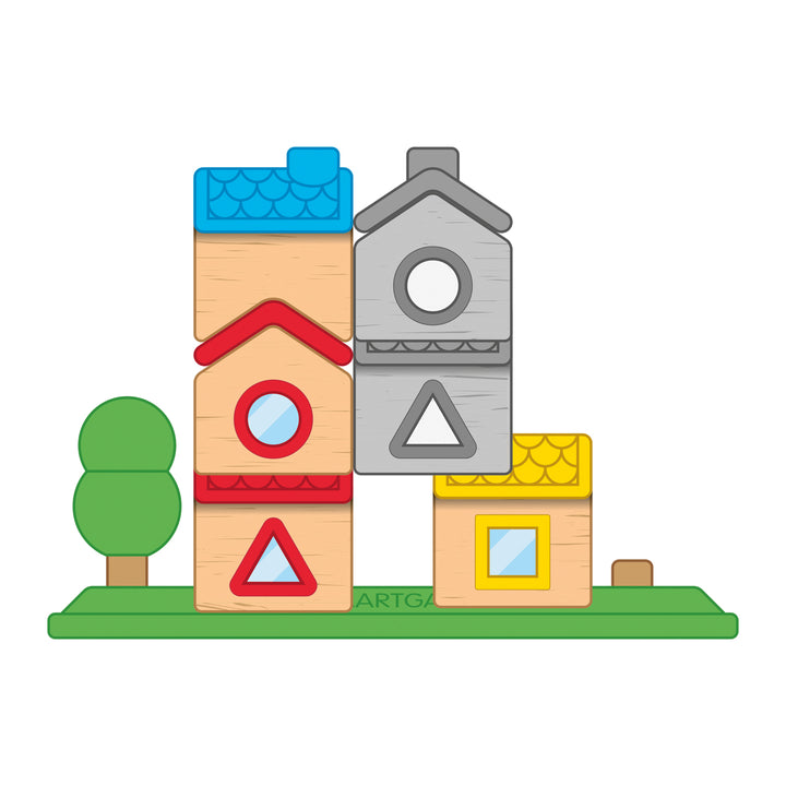 Example Stapel Dorp challenge with stacked houses