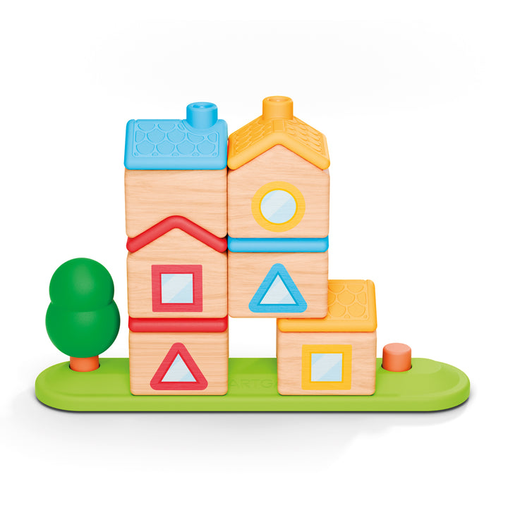 Houses stacked on the Stapel Dorp board
