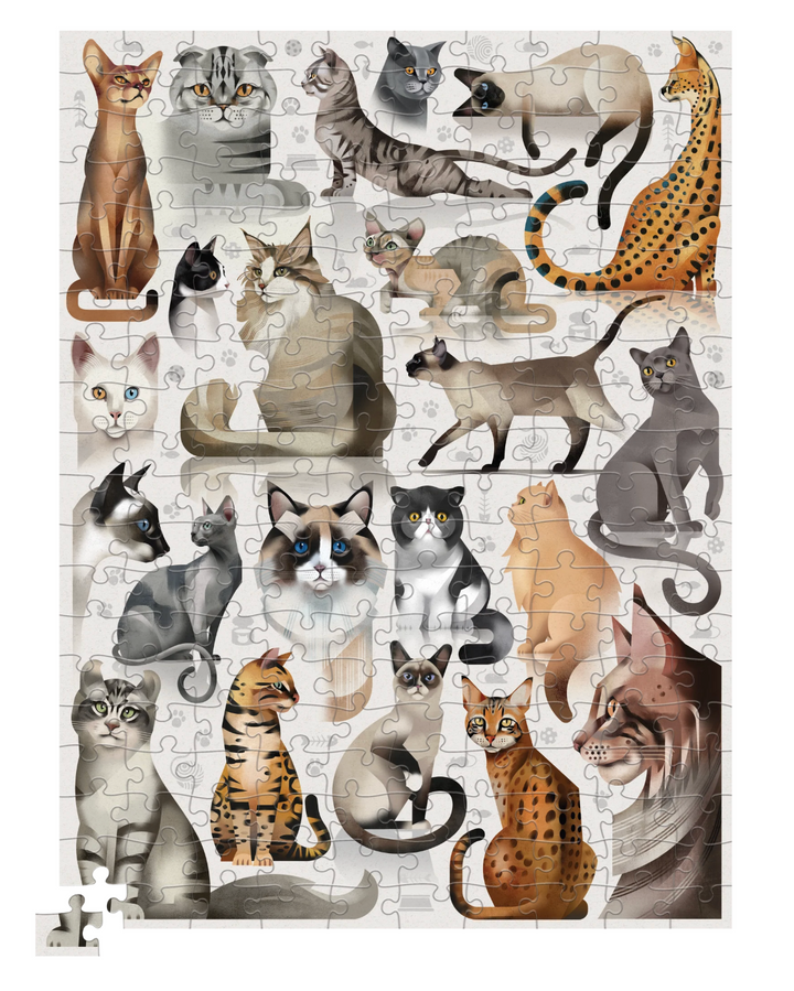 Crocodile Creek | Poster &amp; Puzzle | Popular Cat Breeds | 200 pcs | 8+