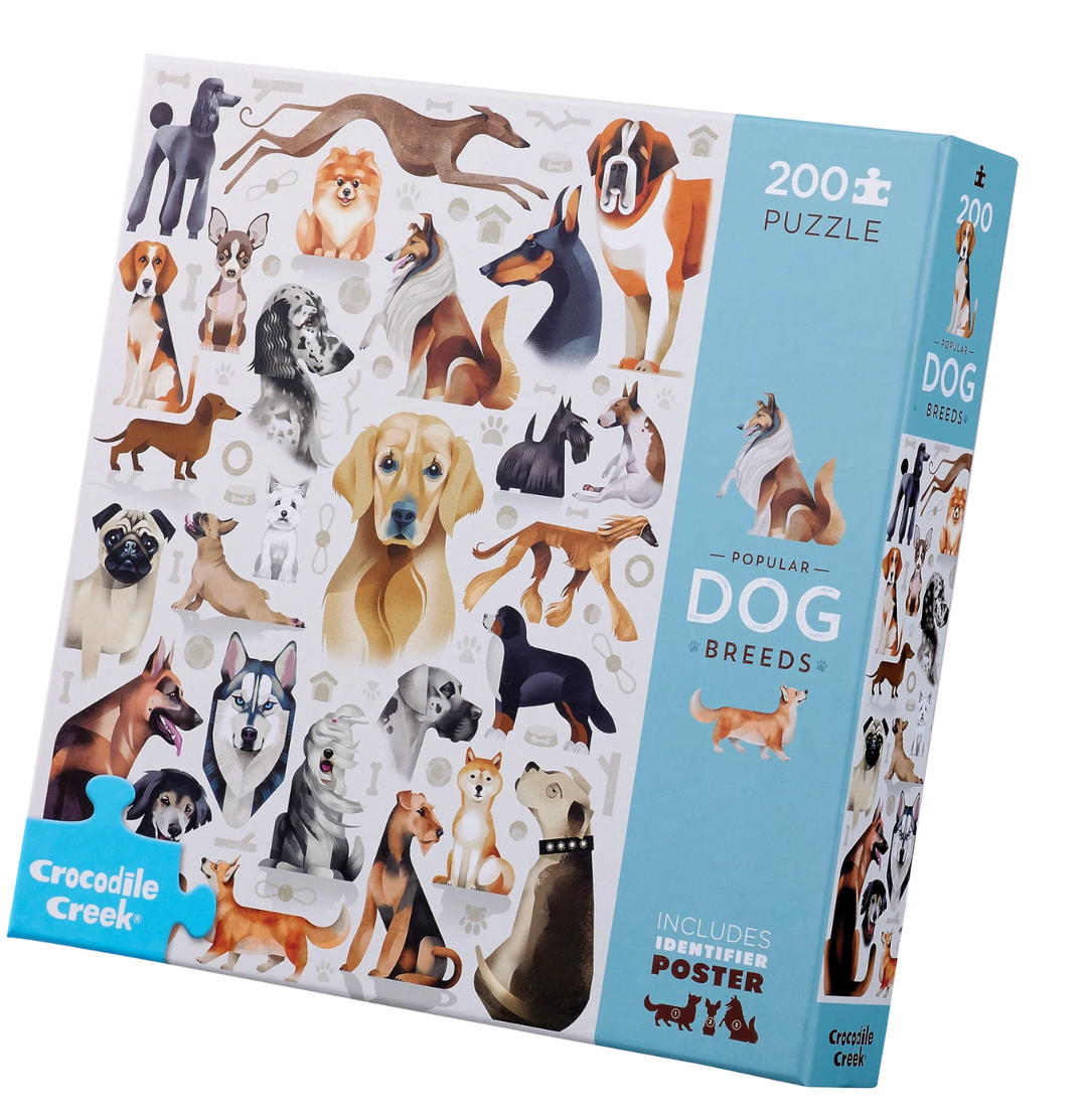 Crocodile Creek | Poster &amp; Puzzle | Popular Dog Breeds | 200 pcs | 8+