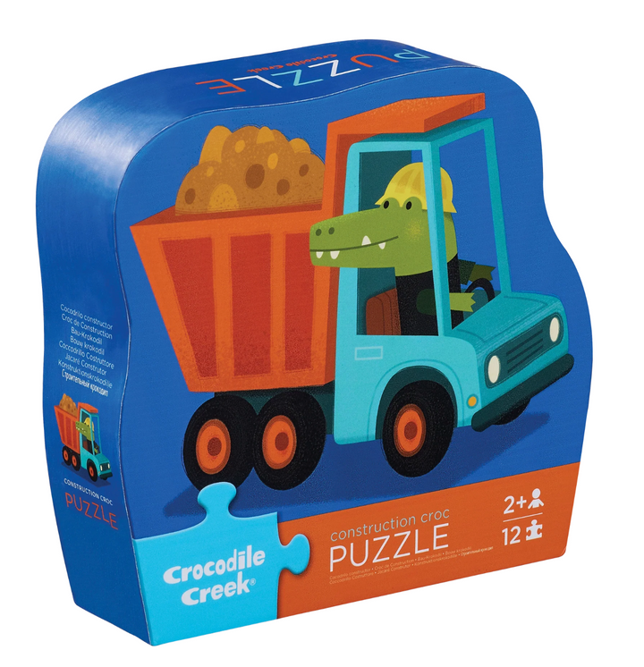 Crocodile Creek | Mini Shaped Puzzle | Construction Croc | 12 stukjes | 2+