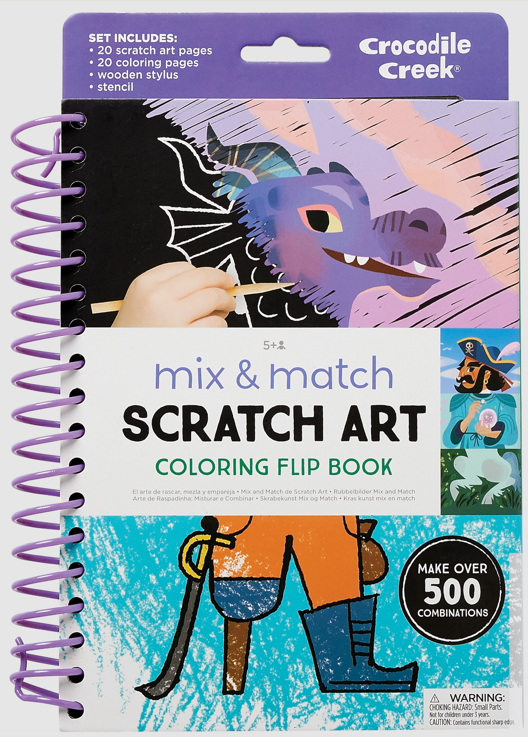 Crocodile Creek | Mix &amp; Match Scratch Art Coloring Flip Book - Fairytale Magic