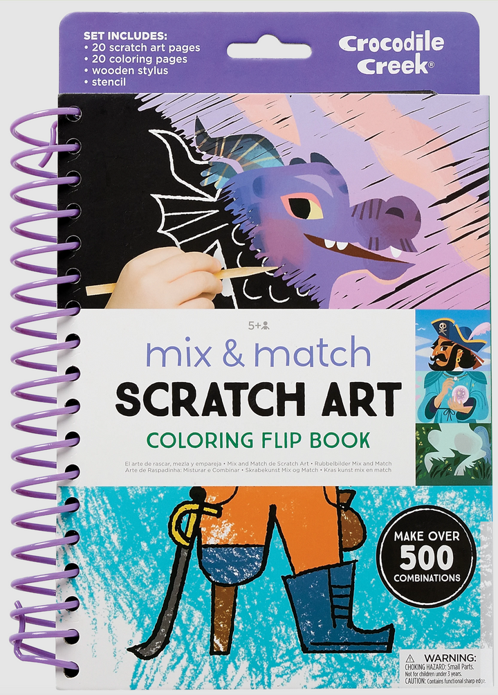 Crocodile Creek | Mix &amp; Match Scratch Art Coloring Flip Book - Fairytale Magic
