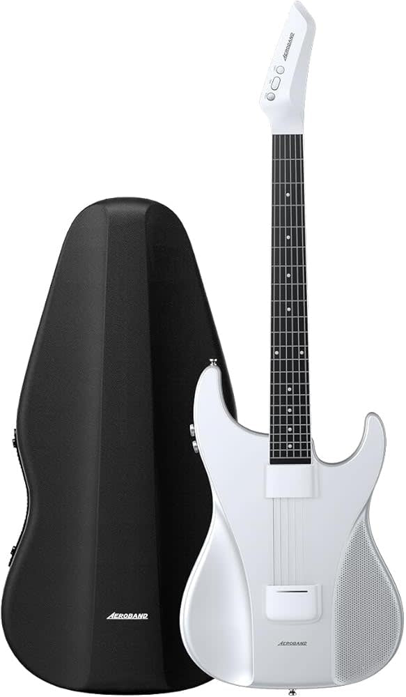 AeroBand Smart Gitaar – White - Ingebouwde Speaker - Bluetooth Elektronische Gitaar met Case, Strap & Mic – Muziekinstrument Set - AUX - MIDI - Kleine Eland