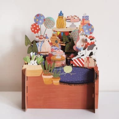 Alljoy Design | 3D | Pop - up Kaart | Cat Party - Kleine Eland