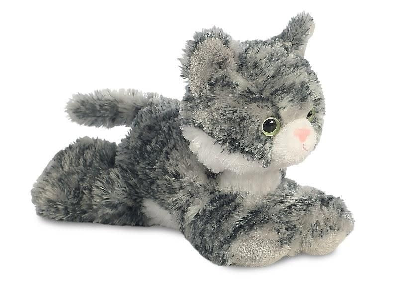 Aurora Mini Flopsie Lily grijze kat knuffel 20,5 cm – vooraanzicht