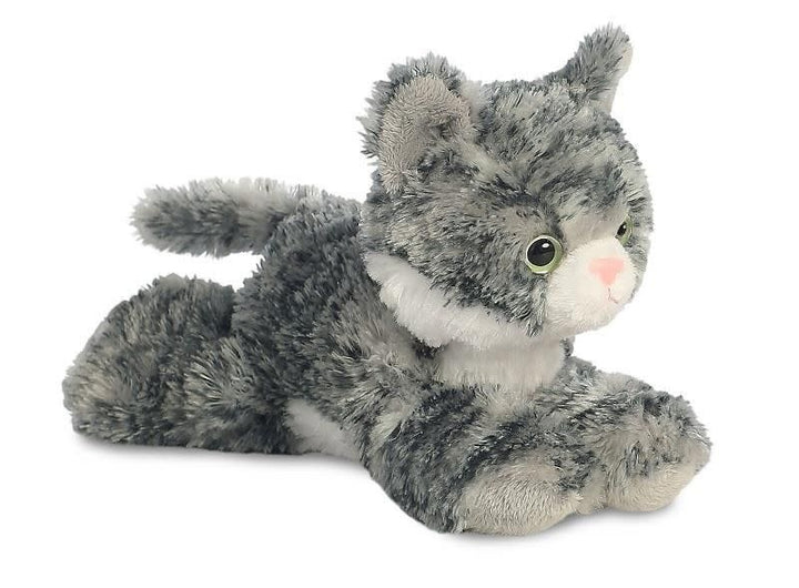 Aurora Mini Flopsie Lily grijze kat knuffel 20,5 cm – vooraanzicht