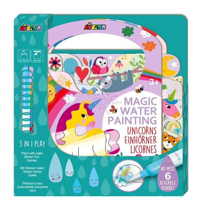 Avenir | Magic Water Painting | Eenhoorns | inclusief 87 Afneembare Stickers | 3+ - Kleine Eland