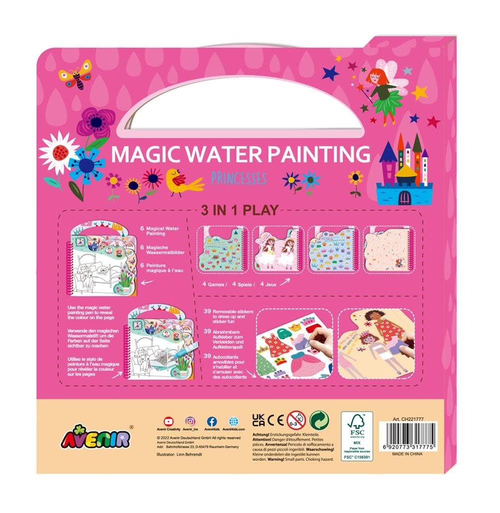 Avenir | Magic Water Painting | Prinses | inclusief 39 Afneembare Stickers | 3+ - Kleine Eland