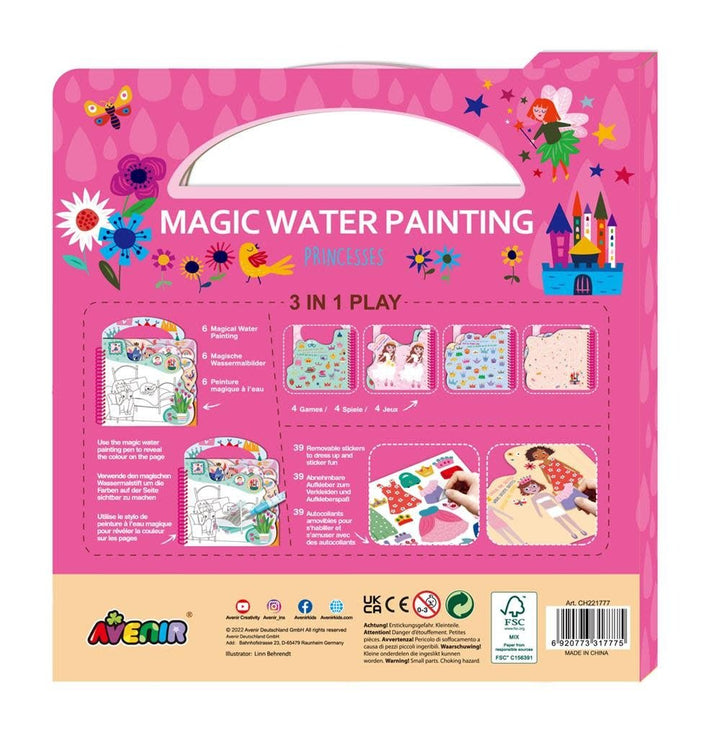 Avenir | Magic Water Painting | Prinses | inclusief 39 Afneembare Stickers | 3+ - Kleine Eland