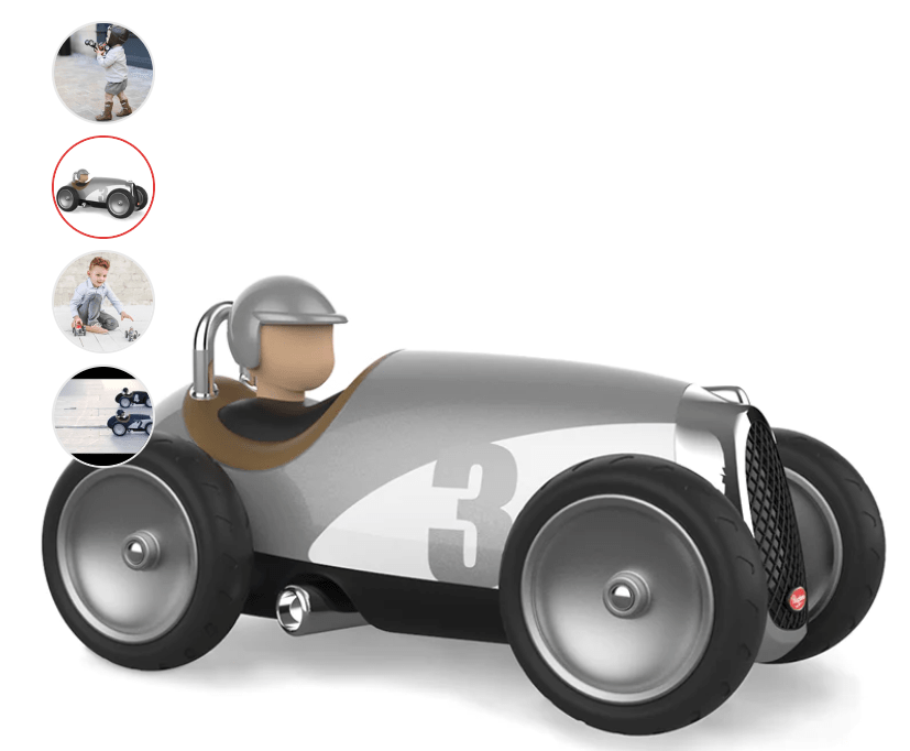 Baghera | Racewagen | 18 x 9 x 10 cm | Zilver | 1+ - Kleine Eland