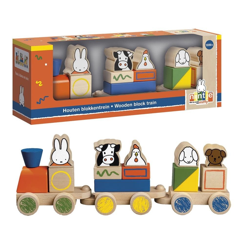 Bambolino Toys | Nijntje | Houten Blokkentrein | 17 delig | 34,5 cm | 1+ - Kleine Eland