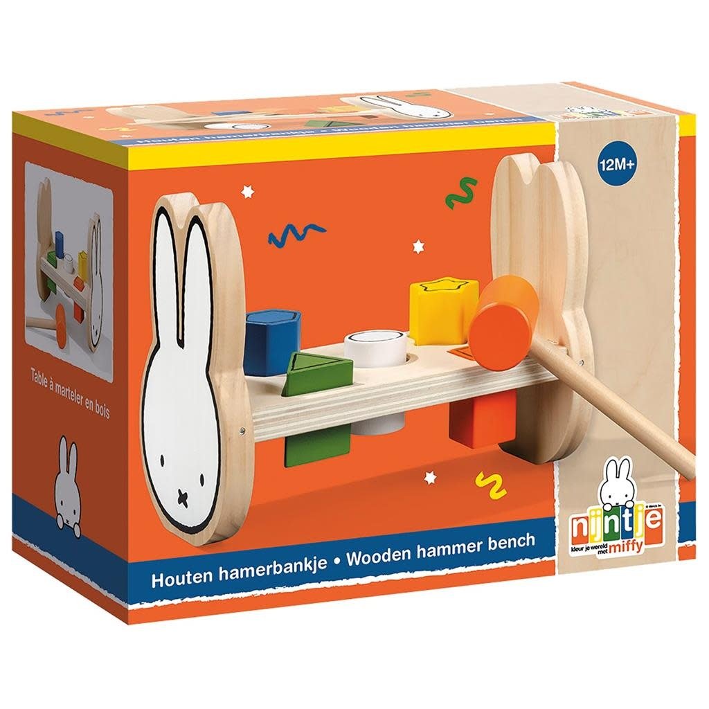 Bambolino Toys | Nijntje | Houten Hamerbank | 22 cm | 7 delig | 1+ - Kleine Eland