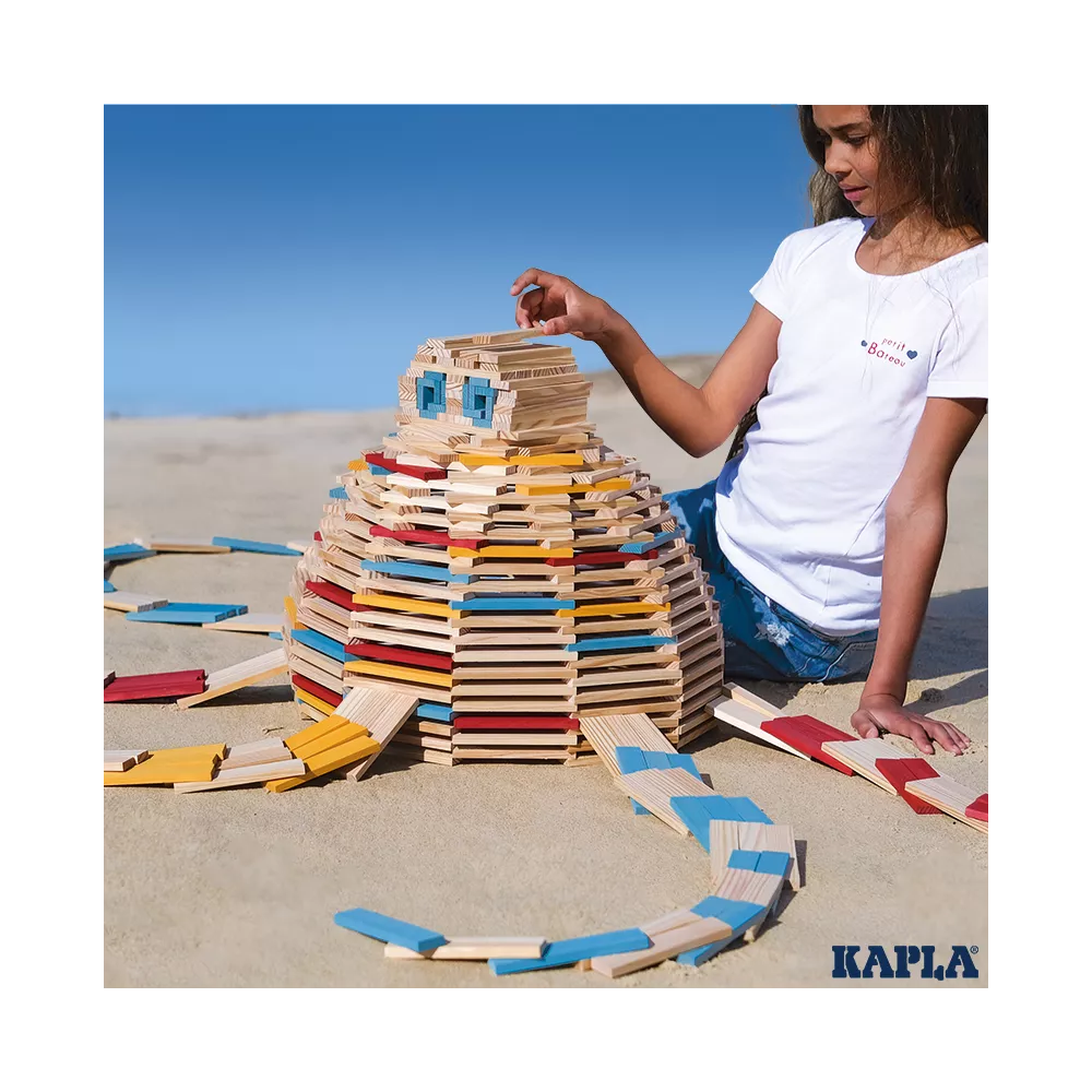 KAPLA | 200 pieces | Box Summer | 140 Natural + 60 Coloured Planks
