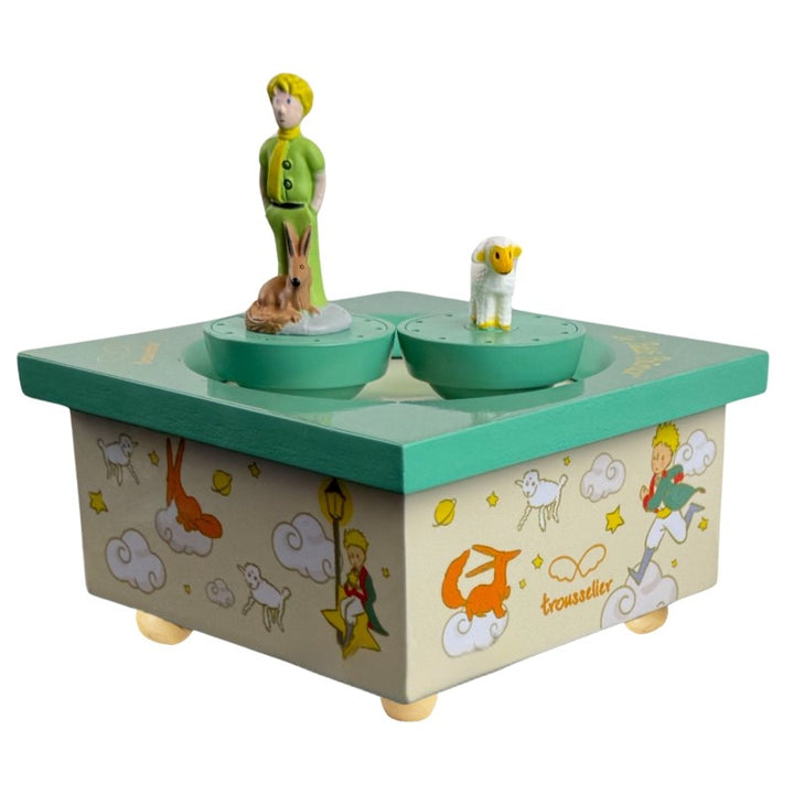 Trousselier music box with The Little Prince and sheep on a green dance floor