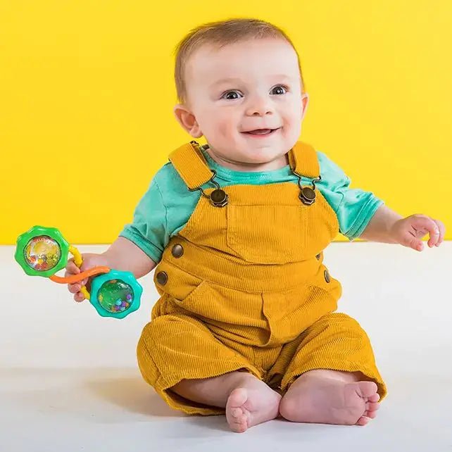 Bright Starts | Rattle &amp; Shake | Barbell Toy | Green | 14 cm | 0+ - Kleine Eland