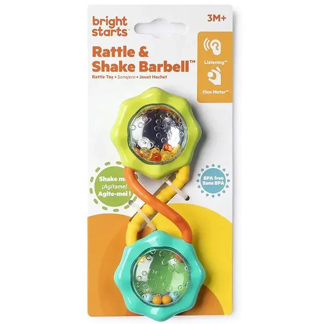 Bright Starts | Rattle & Shake | Barbell Toy | Green | 14 cm | 0+ - Kleine Eland