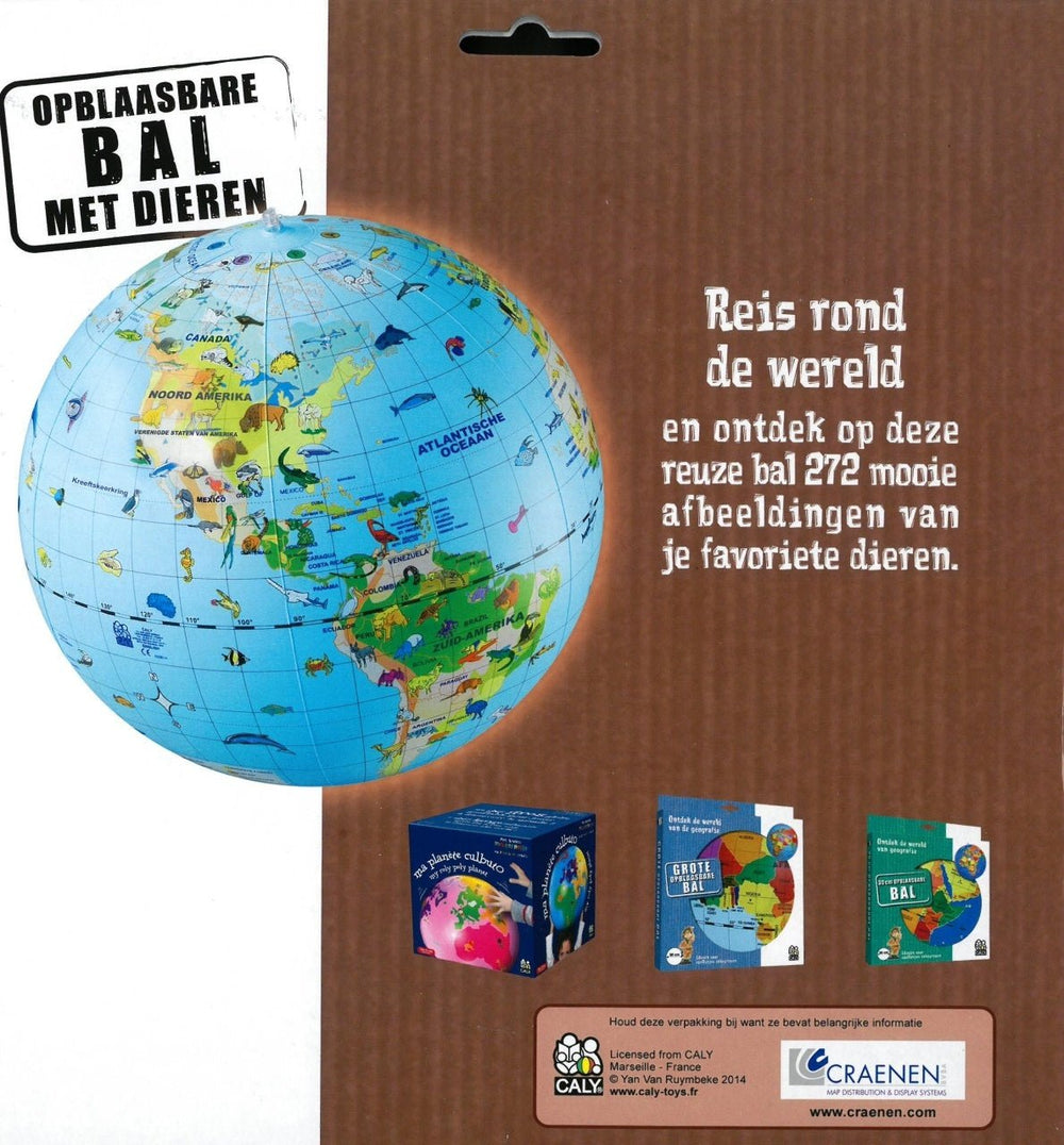 Caly Toys | Opblaasbare wereldbol | Dieren | 50 cm | 3+ - Kleine Eland