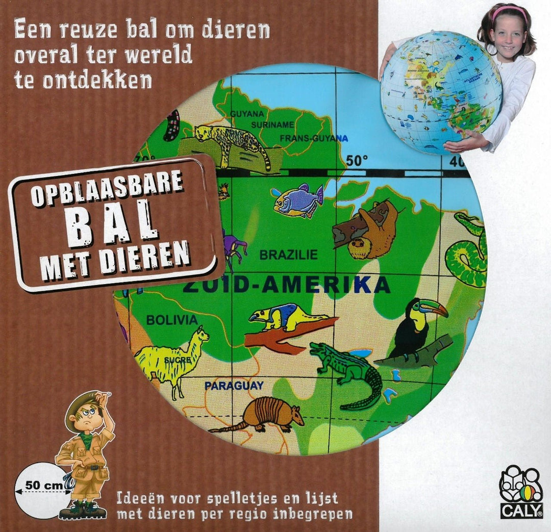 Caly Toys | Opblaasbare wereldbol | Dieren | 50 cm | 3+ - Kleine Eland