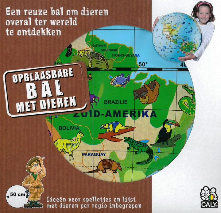 Caly Toys | Opblaasbare wereldbol | Dieren | 50 cm | 3+ - Kleine Eland