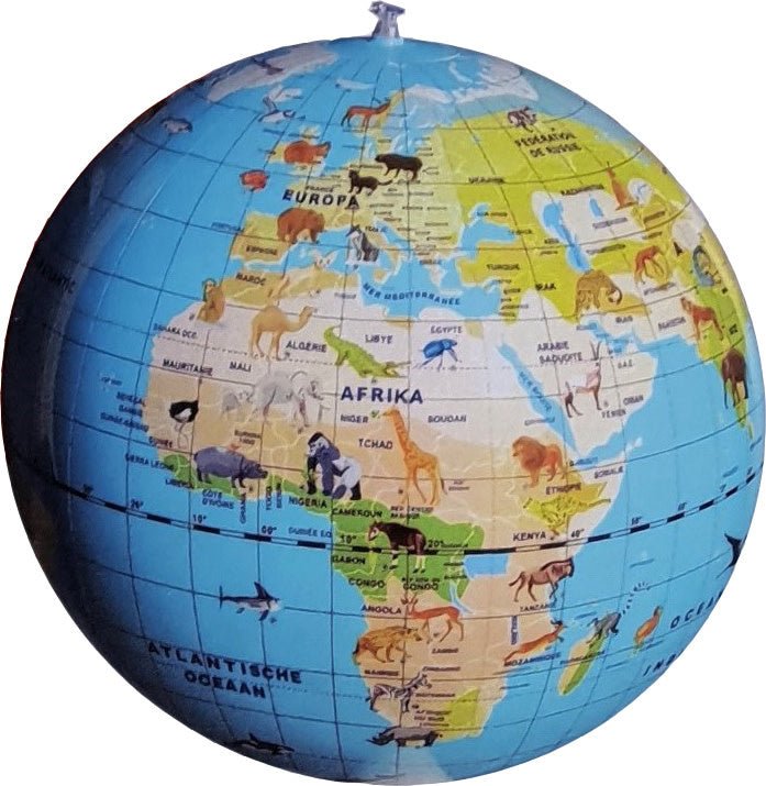 Caly Toys | Opblaasbare wereldbol | Planeet dieren | 42 cm | 3+ - Kleine Eland