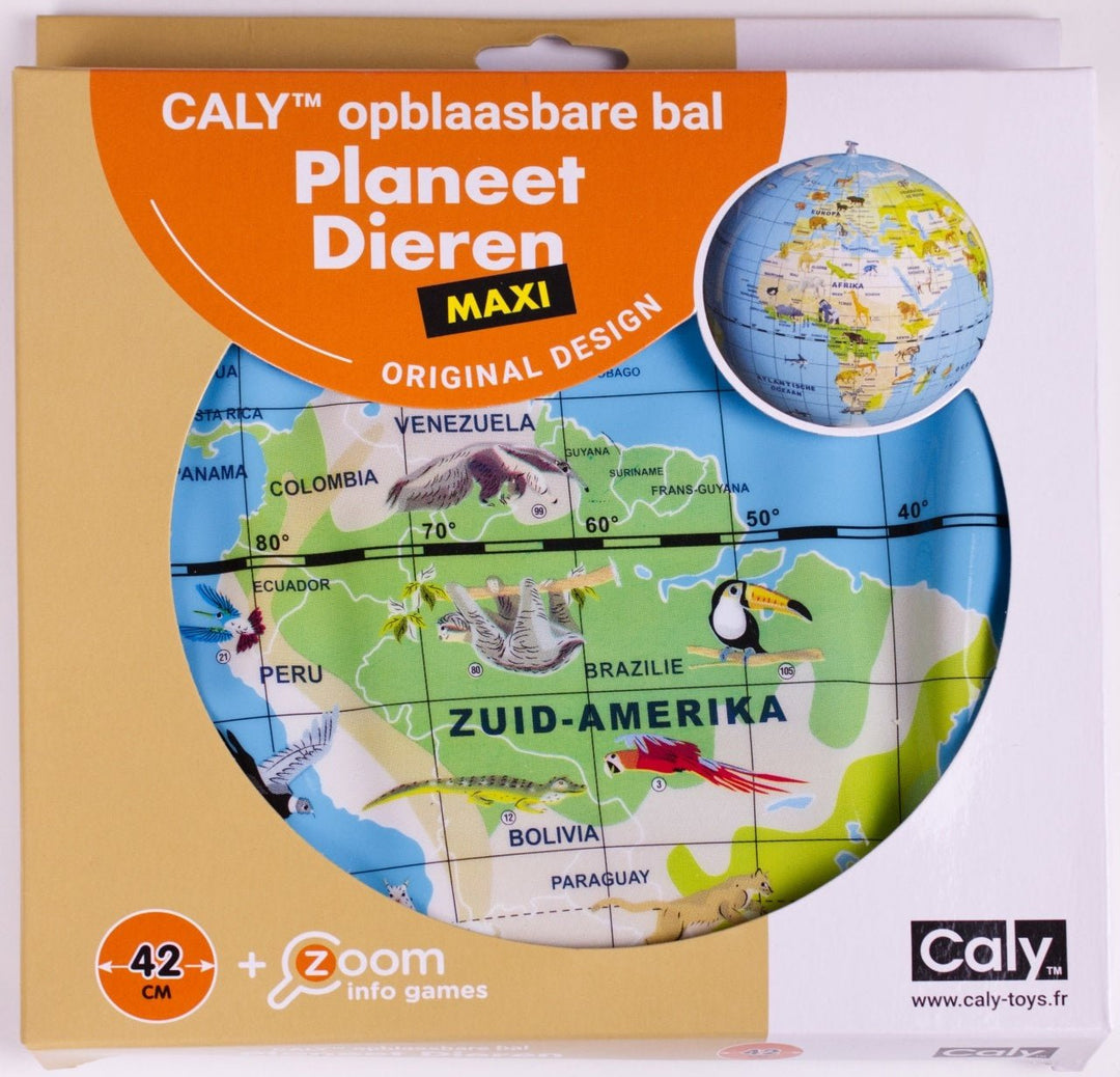 Caly Toys | Opblaasbare wereldbol | Planeet dieren | 42 cm | 3+ - Kleine Eland