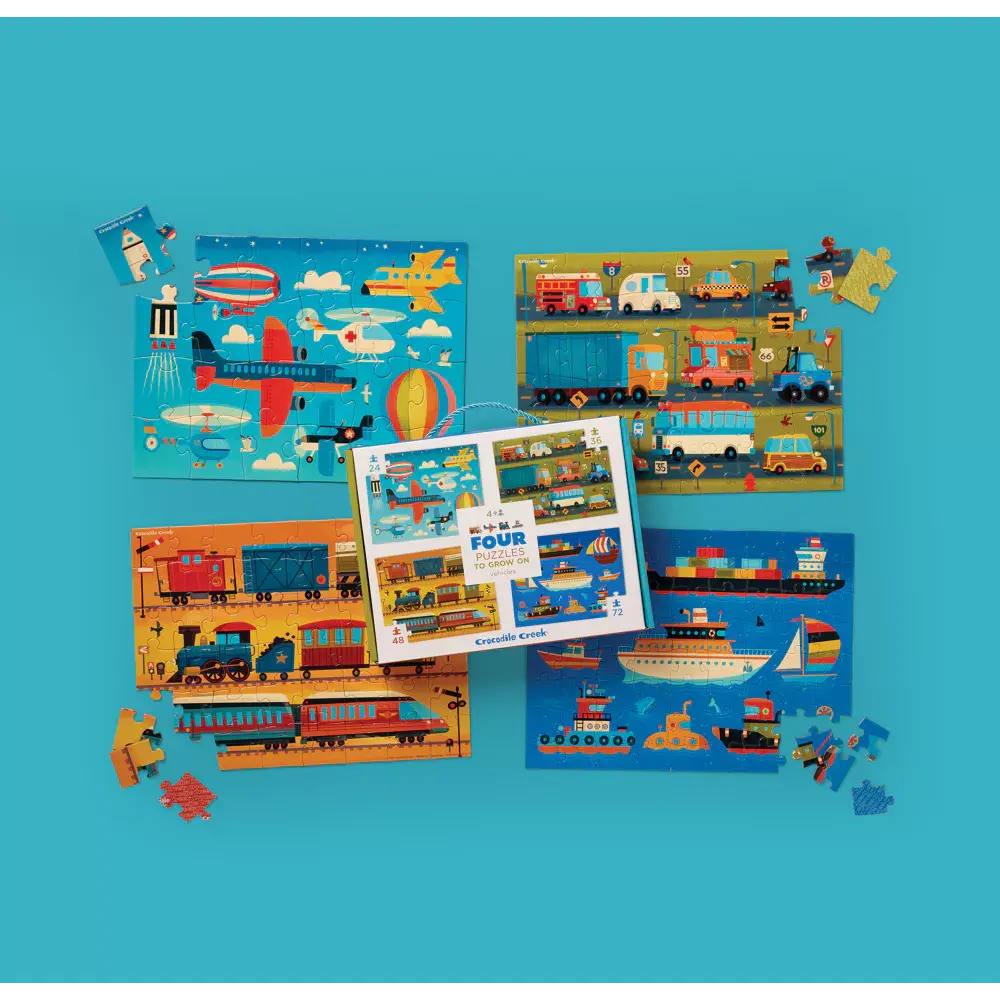 Crocodile Creek | Puzzle | Four Puzzles | Vehicles | 4+
