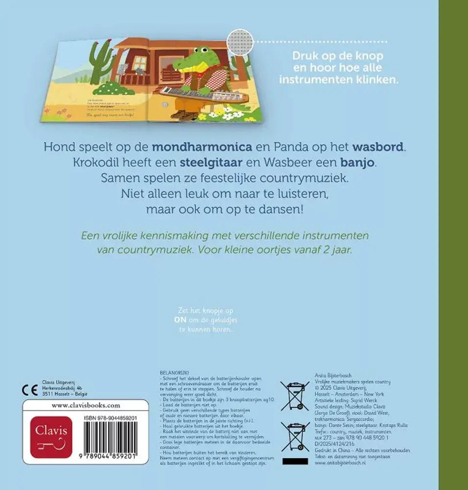 Clavis | Geluidenboek | Vrolijke Muziekmakers spelen Country | 2+ - Kleine Eland