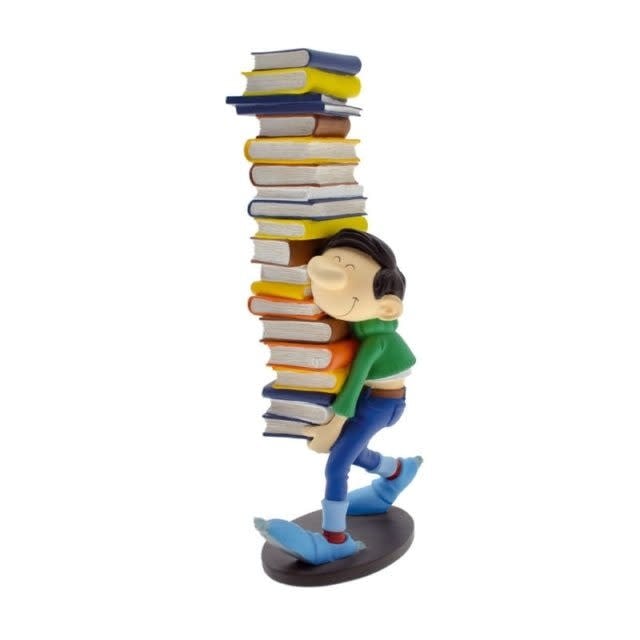Collecttoys | Kunstharsfiguur | Guust Flater | met stapel Boeken | 25 cm - Kleine Eland