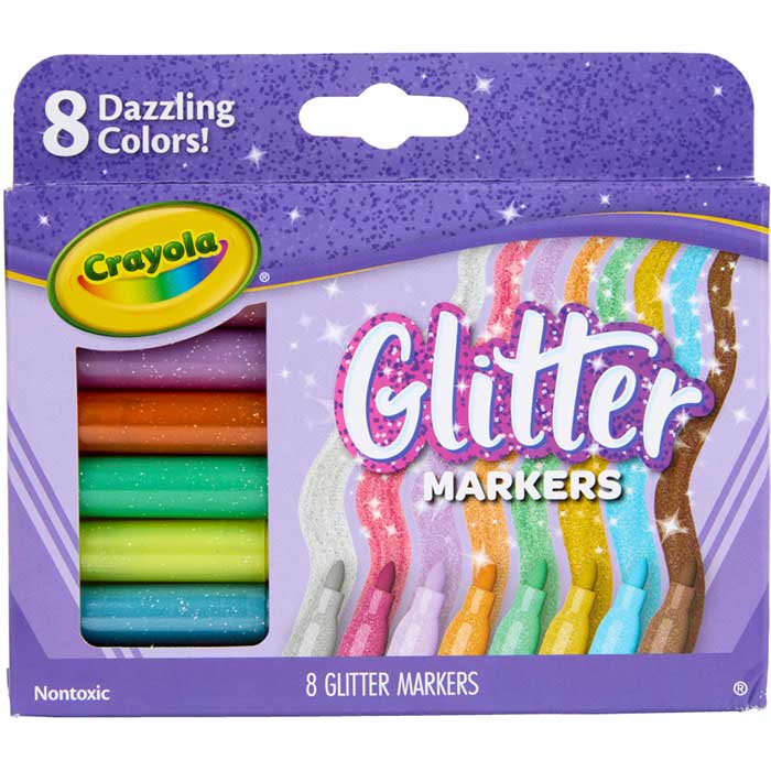 Crayola | Glitter Markers | 8 stuks | 3+ - Kleine Eland