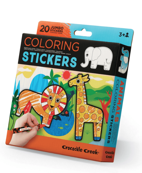 Crocodile Creek | Coloring Stickers | 20 Jumbo Stickers | Animals | 3+ - Kleine Eland