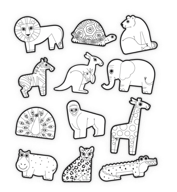 Crocodile Creek | Coloring Stickers | 20 Jumbo Stickers | Animals | 3+ - Kleine Eland