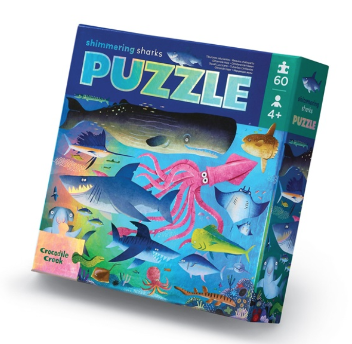 Crocodile Creek | Foil Puzzle | Shimmering Shark | 60 stukjes | 4+ - Kleine Eland