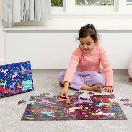 Crocodile Creek | Holographic Puzzle | Unicorn Galaxy | 100 pieces | 5+ - Kleine Eland