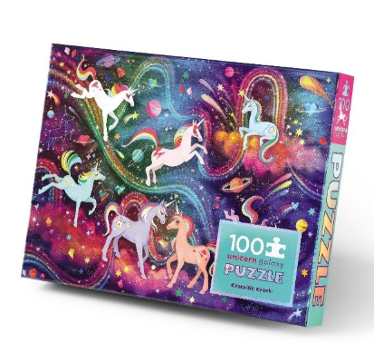 Crocodile Creek | Holographic Puzzle | Unicorn Galaxy | 100 pieces | 5+ - Kleine Eland