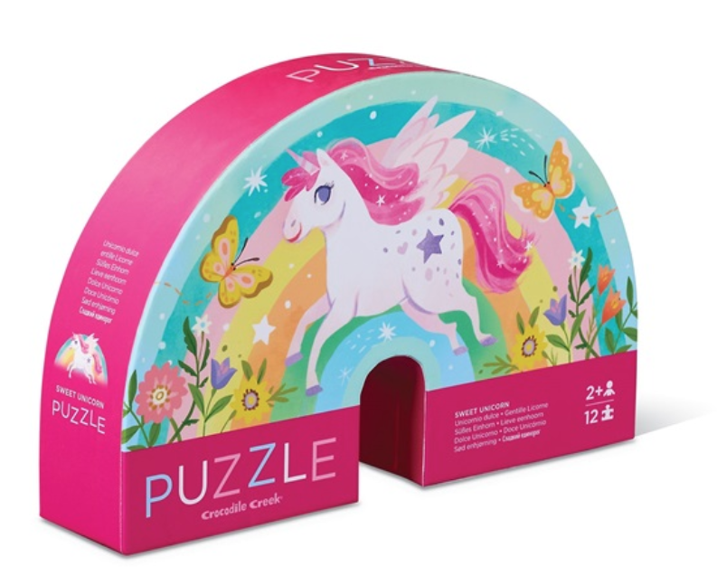 Crocodile Creek | Mini Shaped Puzzle | Sweet Unicorn | 12 stukjes | 2+ - Kleine Eland