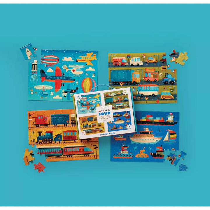 Crocodile Creek | Puzzle | Four Puzzles | Vehicles | 4+ - Kleine Eland