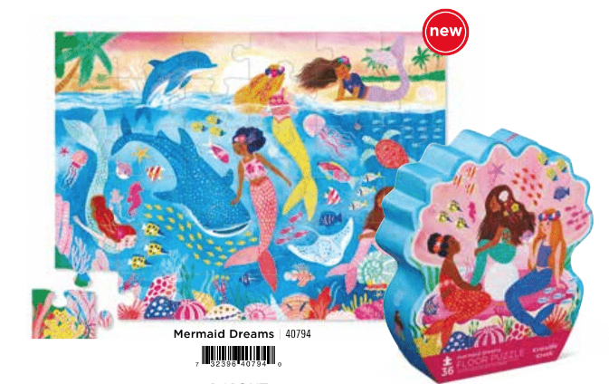 Crocodile Creek | Shaped Box Floor Puzzle | Mermaid Dreams | 36 delig | 3+ - Kleine Eland