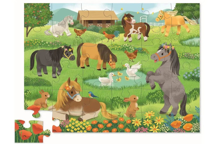 Crocodile Creek | Shaped Box Floor Puzzle | Pretty Ponies | 36 delig | 3+ - Kleine Eland