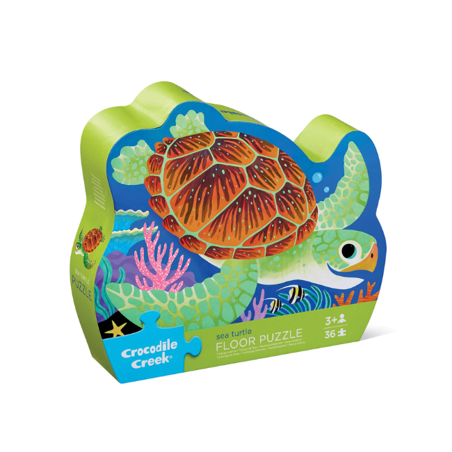Crocodile Creek | Shaped Box Floor Puzzle | Sea Turtle | 36 delig | 3+ - Kleine Eland