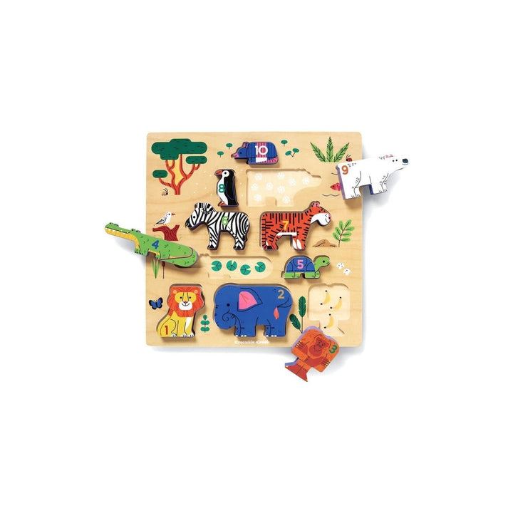 Crocodile Creek | Stacking Wood Puzzle | Learn Match Count | Zoo | 16 delig | 2+ - Kleine Eland