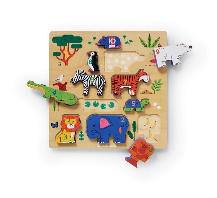 Crocodile Creek | Stacking Wood Puzzle | Learn Match Count | Zoo | 16 delig | 2+ - Kleine Eland