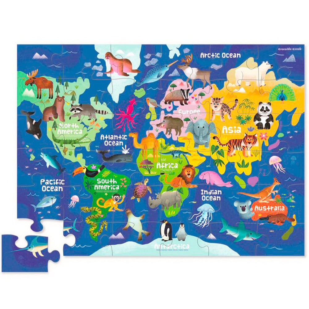Crocodile Creek | Vloerpuzzel | My First Map | First World Map | 50 x 68 cm | 36 stukjes | 3+ - Kleine Eland