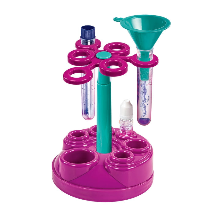 Clementoni – support de laboratoire avec entonnoir et tubes