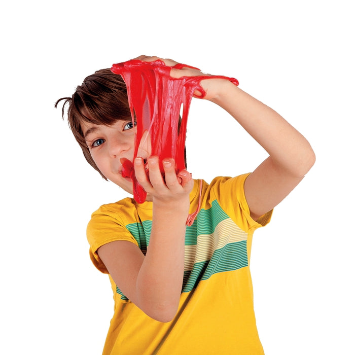 Clementoni – child with red slime during the experiment
