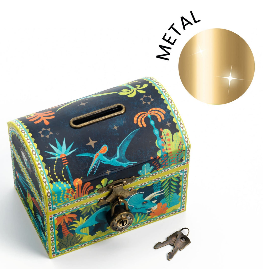 Djeco | Spaarpot | Schatkist | 8 x 12 x 10 cm | Dinosaurus