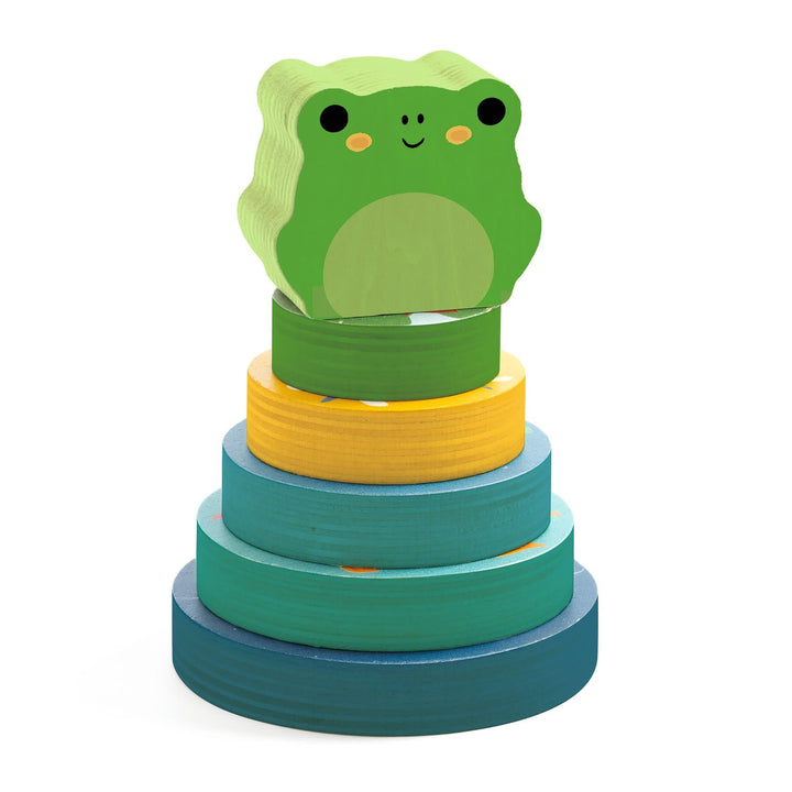 Djeco | Houten Puzzel- en Stapelspel | Kikker | +18 mnd