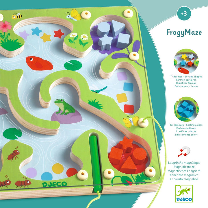 Djeco | Magnetisch Houten Doolhof | FrogyMaze | 22,5 cm | +18 mnd