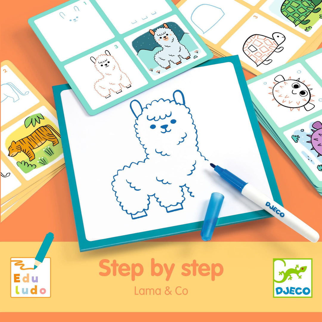 Djeco | Eduludo | Drawing Step by Step | Lama &amp; Co | 4-6 jaar